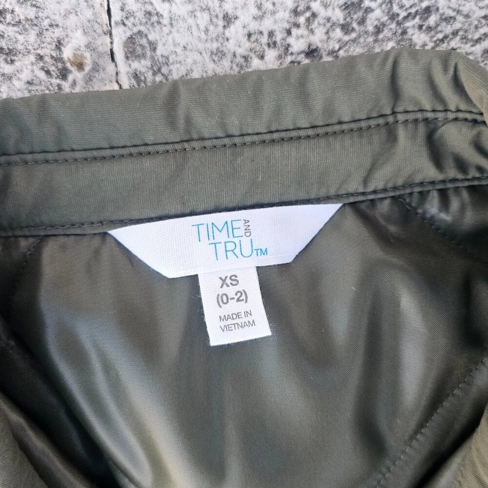 Time and Tru Women Jacket Olive Green Light Weight Coat Size XS(0-2) New w/ tags - Picture 7 of 9